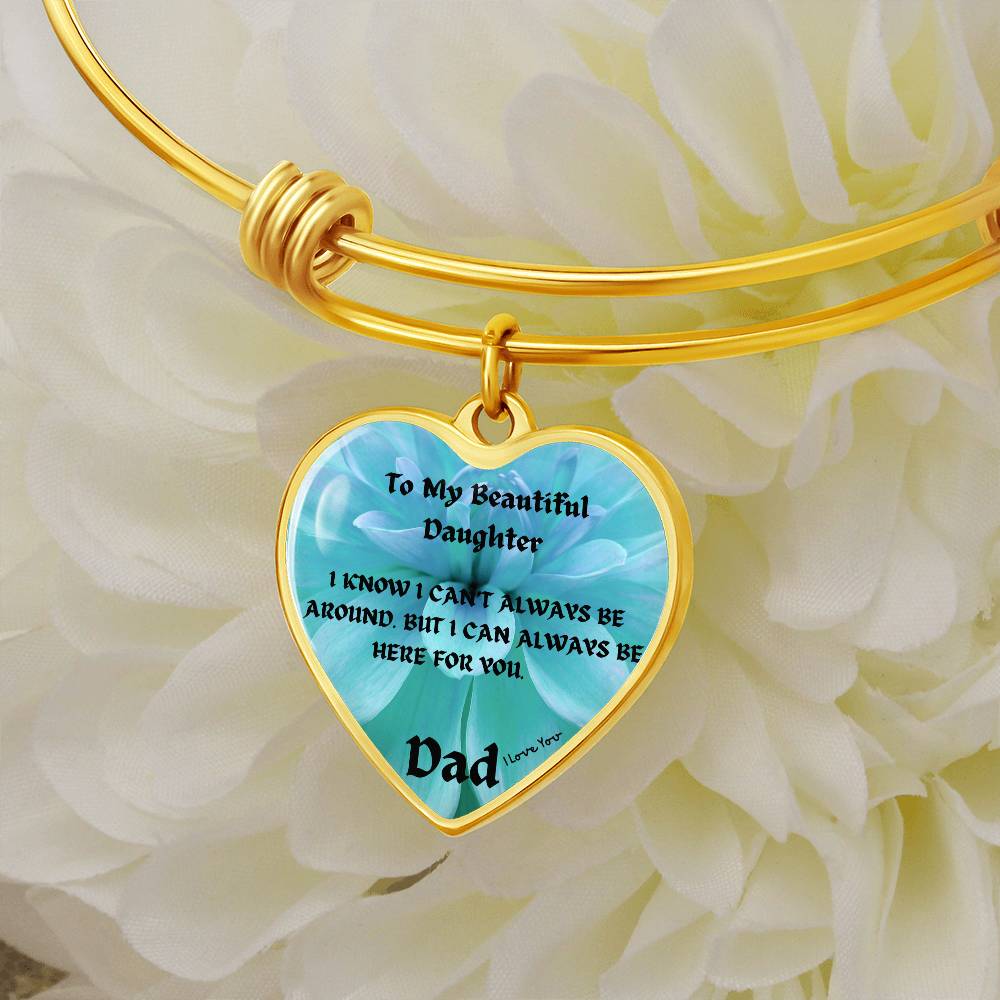 To My Beautiful Daughter Heart Bangle Bracelet, Father Daughter Gift