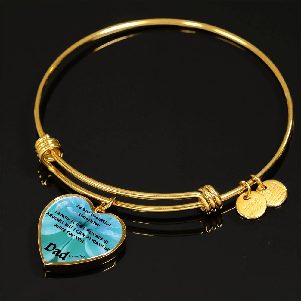 To My Beautiful Daughter Heart Bangle Bracelet, Father Daughter Gift