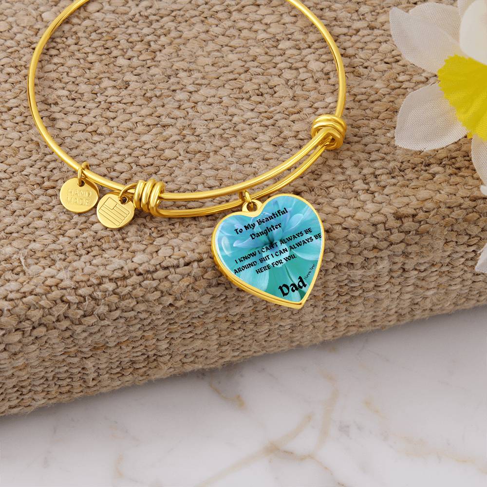 To My Beautiful Daughter Heart Bangle Bracelet, Father Daughter Gift