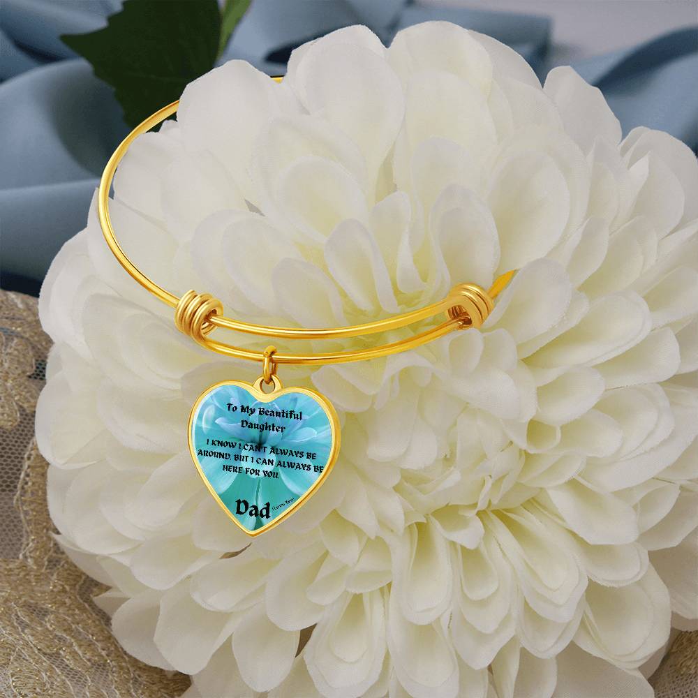 To My Beautiful Daughter Heart Bangle Bracelet, Father Daughter Gift
