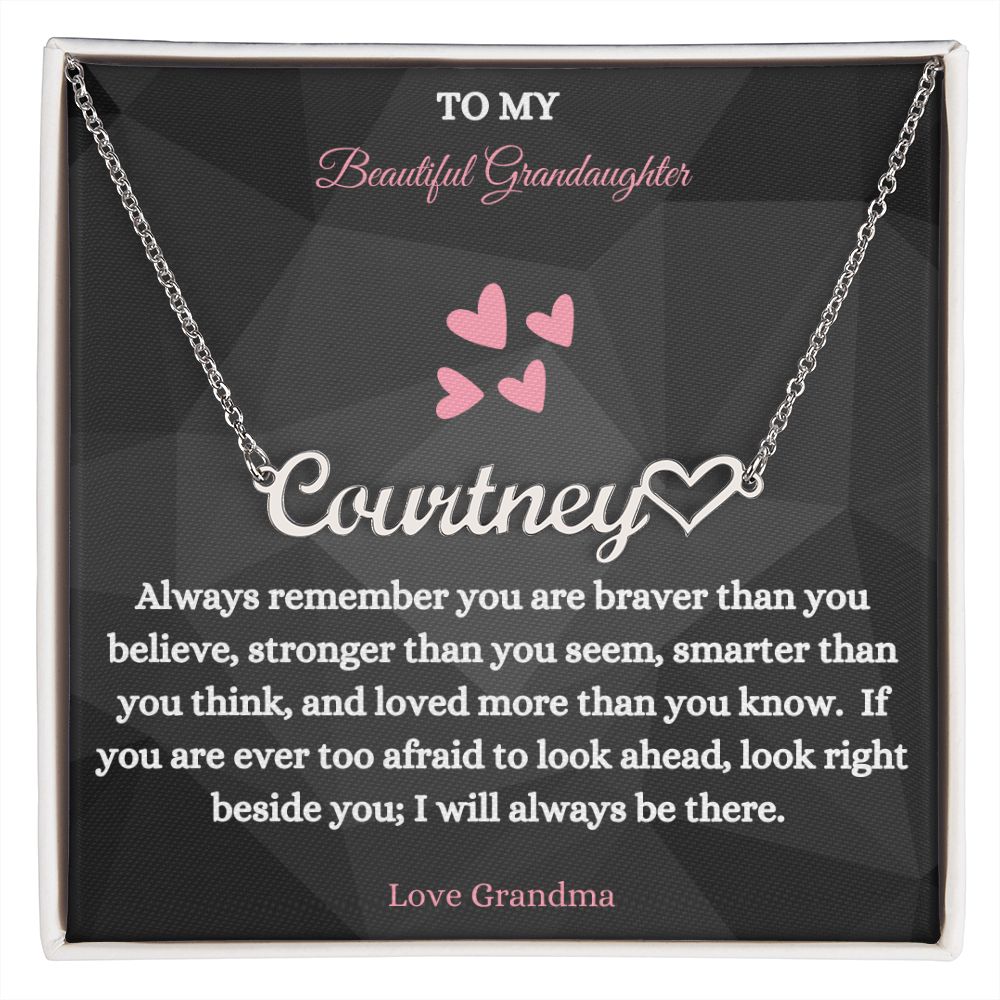 To My Beautiful Granddaughter Necklace, Custom Heart Name Necklace