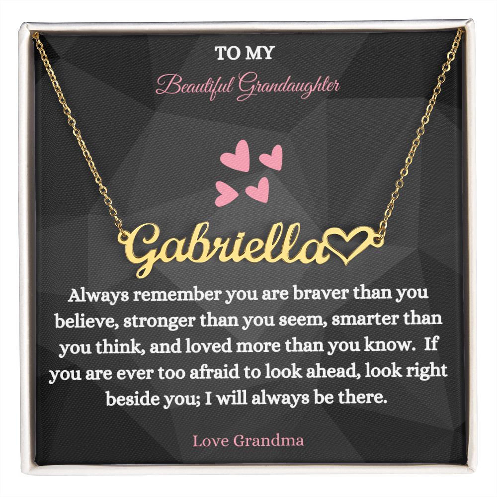 To My Beautiful Granddaughter Necklace, Custom Heart Name Necklace