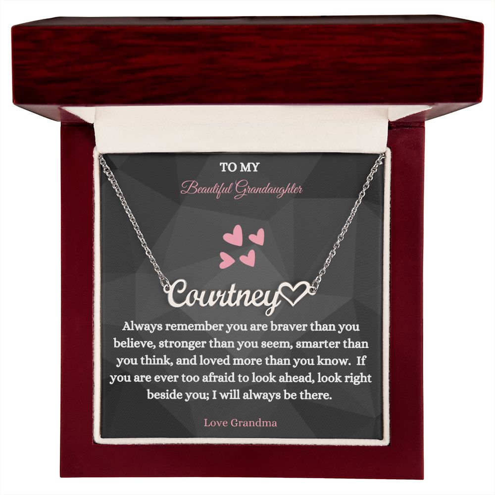 To My Beautiful Granddaughter Necklace, Custom Heart Name Necklace