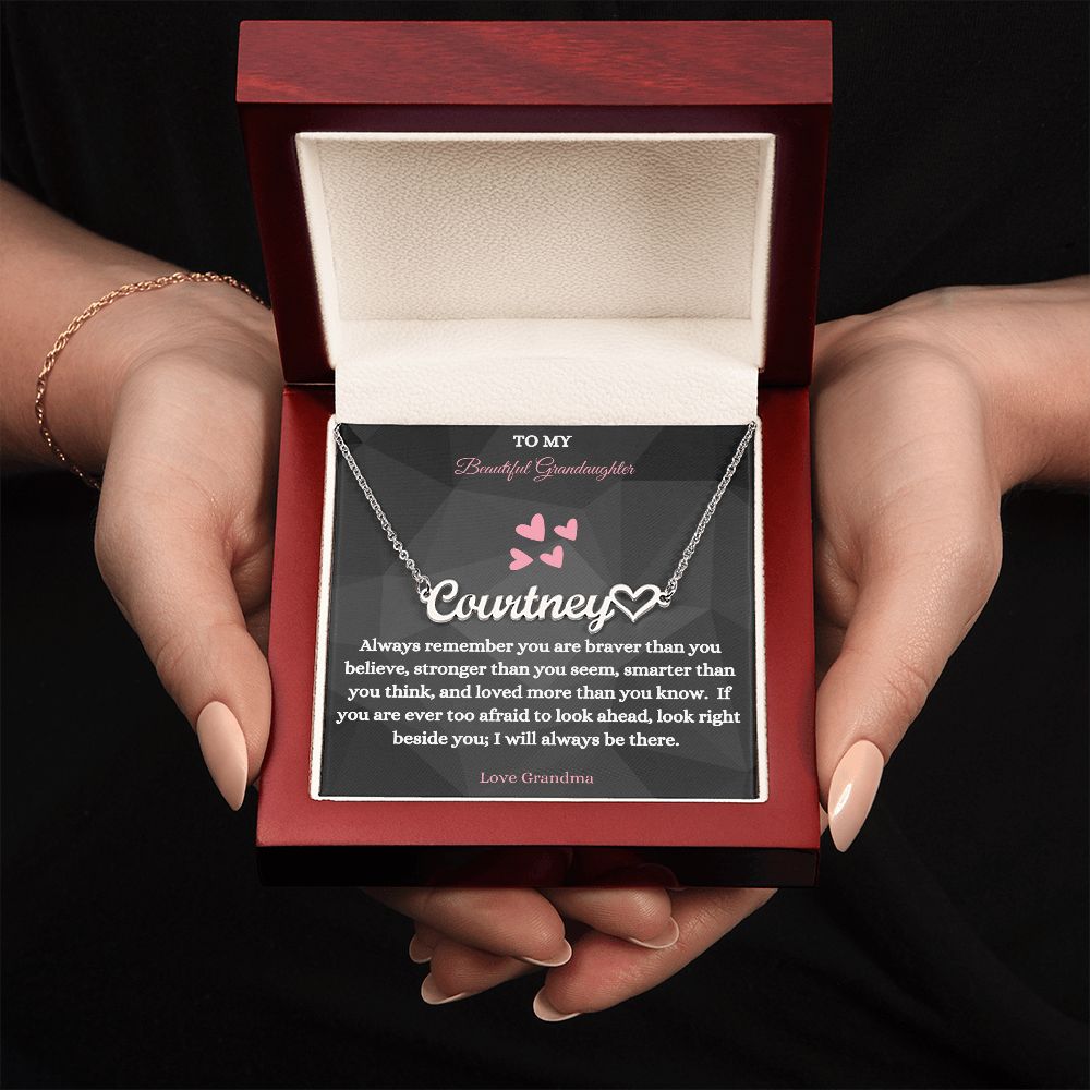 To My Beautiful Granddaughter Necklace, Custom Heart Name Necklace