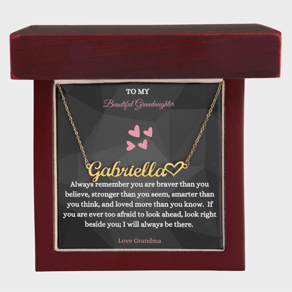 To My Beautiful Granddaughter Necklace, Custom Heart Name Necklace