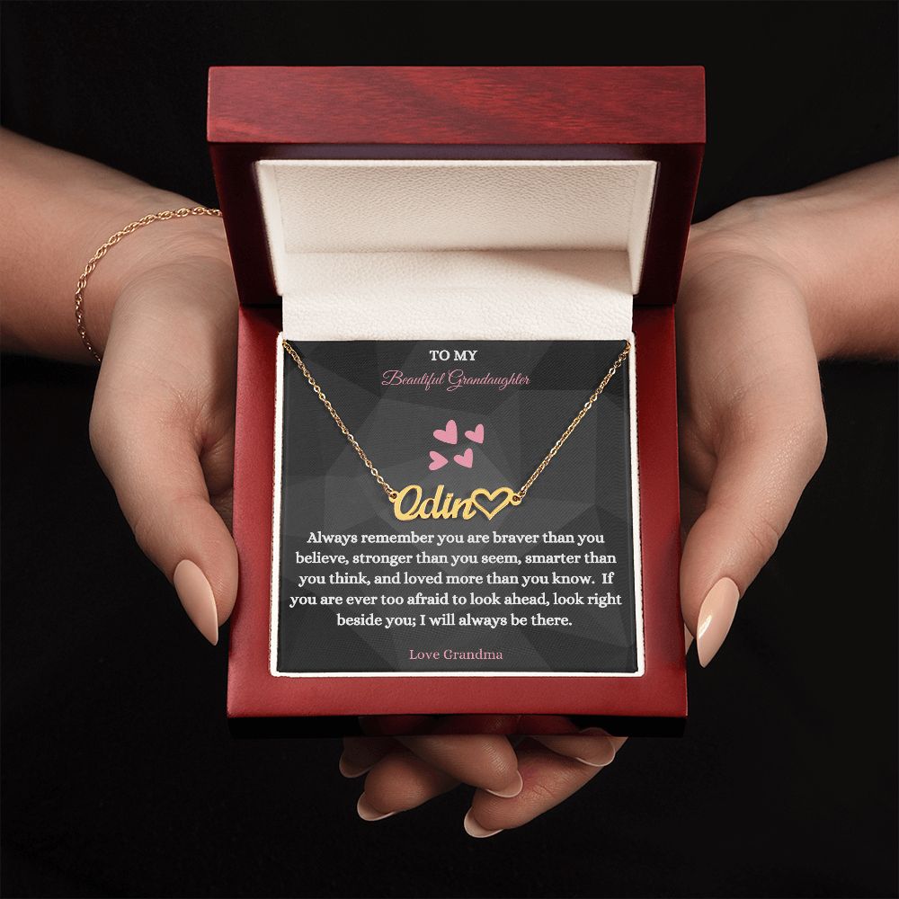 To My Beautiful Granddaughter Necklace, Custom Heart Name Necklace