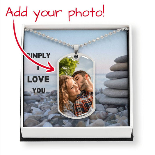 I Love You Necklace, Custom Photo Charm Link Chain Necklace