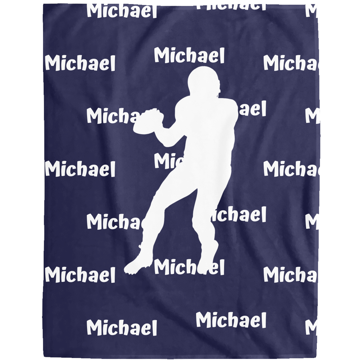 Football Blanket, Personalized Custom Name Plush Fleece Blanket,