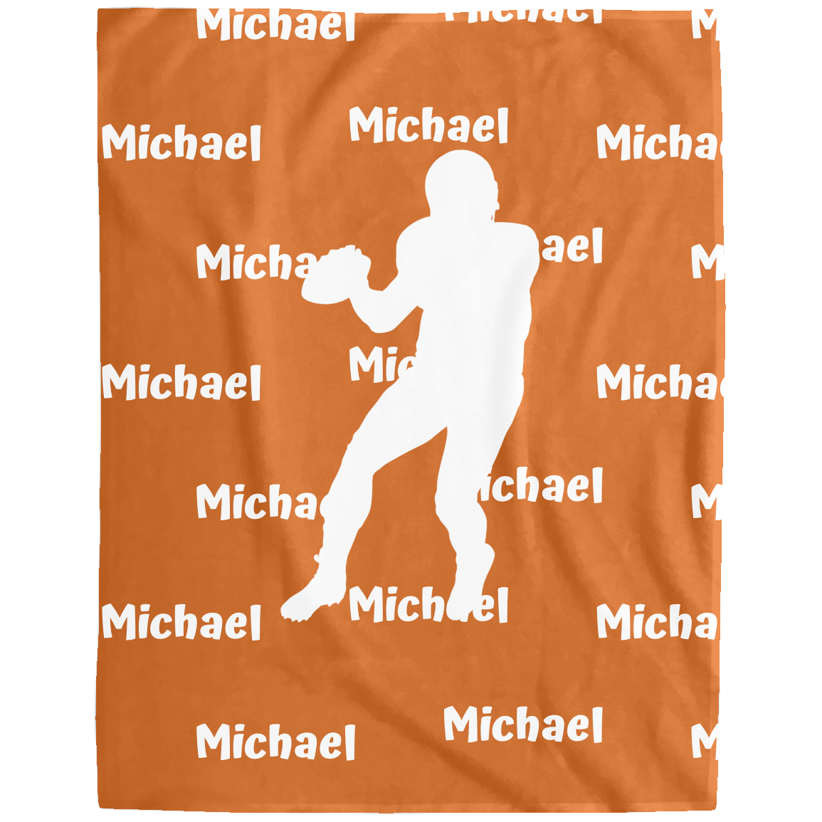 Football Blanket, Personalized Custom Name Plush Fleece Blanket,