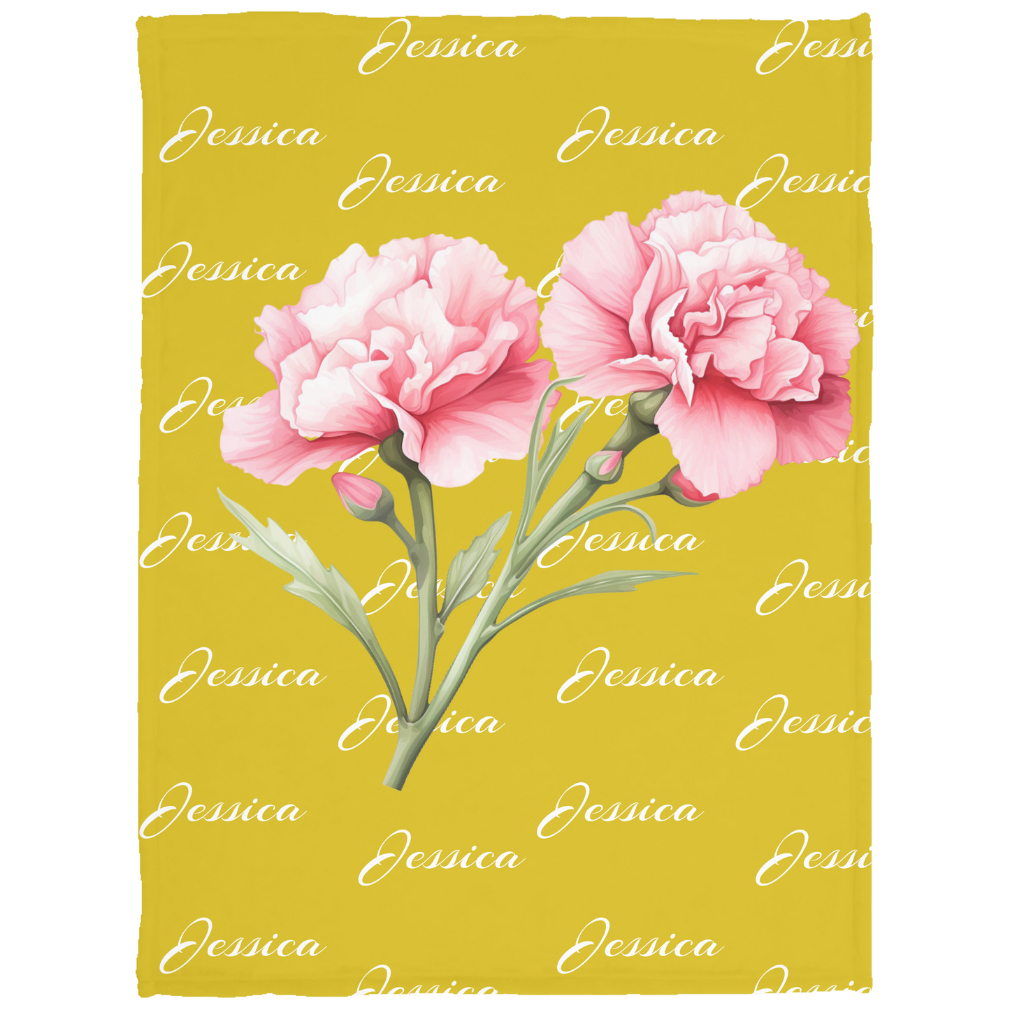Birth Flower first name blanket - Personalized VPS Cozy Plush Fleece Blanket - 30x40