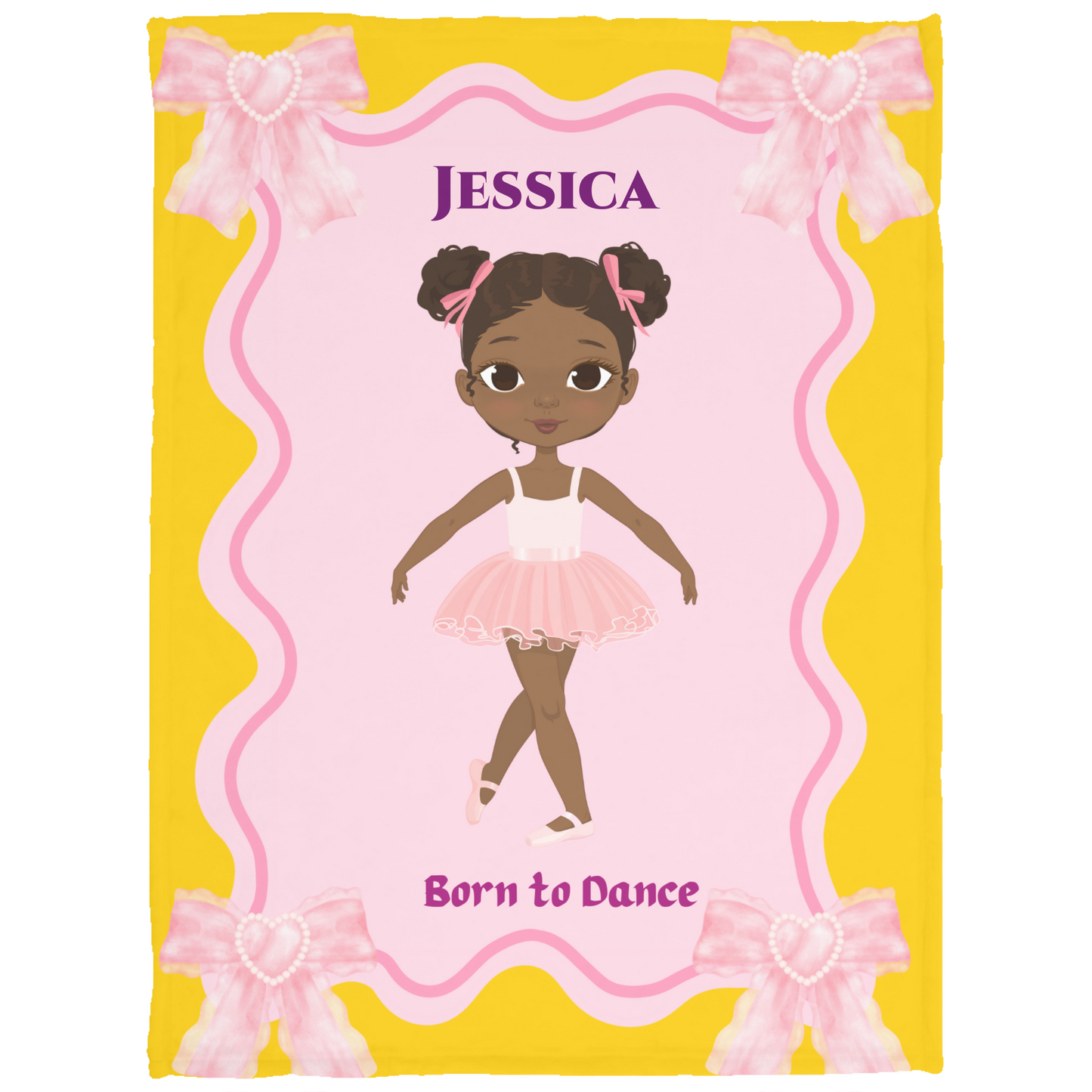 Black Baby Girl Name Blanket, Plush Soft Fleece Kids Blanket