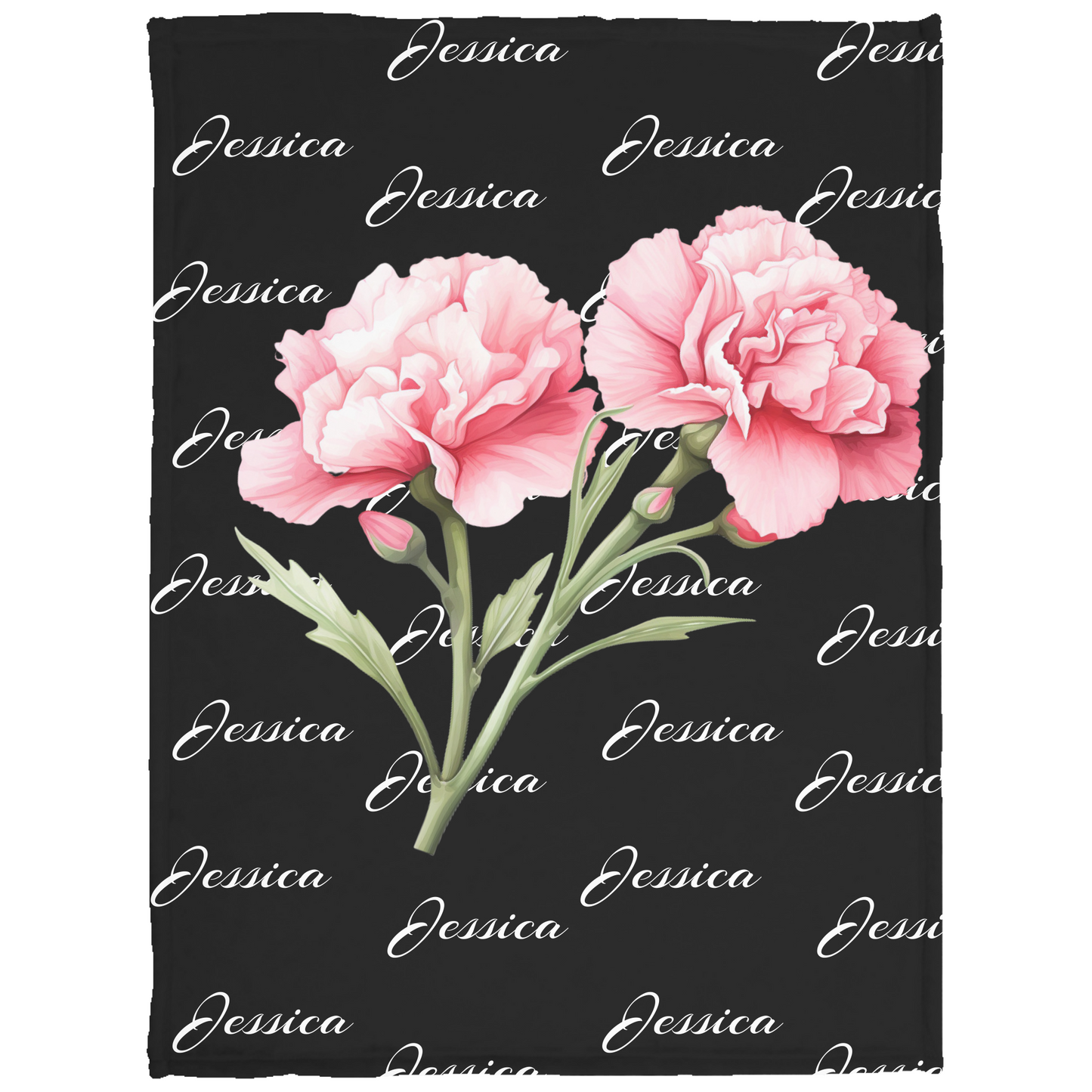 Birth Flower first name blanket - Personalized VPS Cozy Plush Fleece Blanket - 30x40