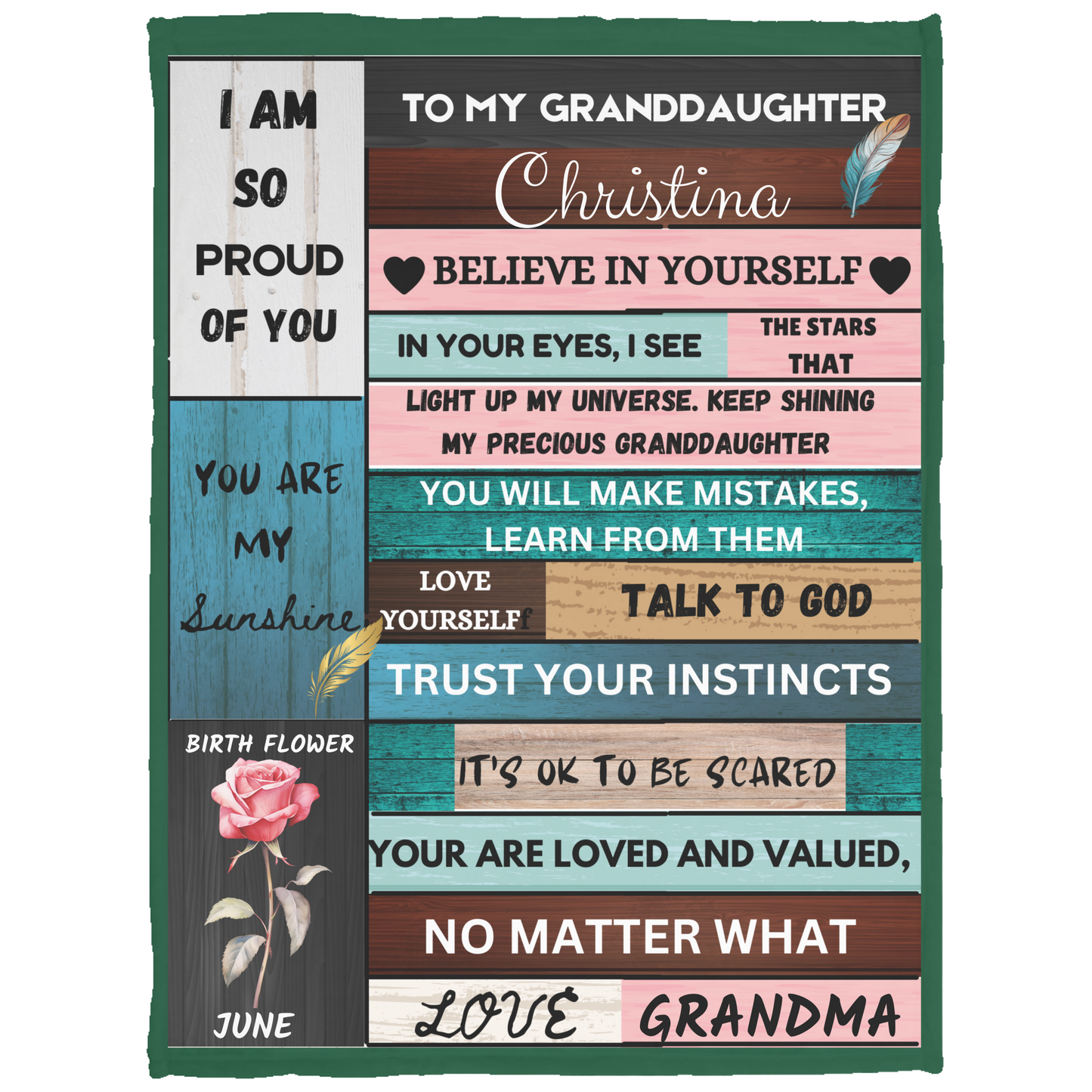 To My Granddaughter Personalized Name Blanket, Soft Fleece Blanket