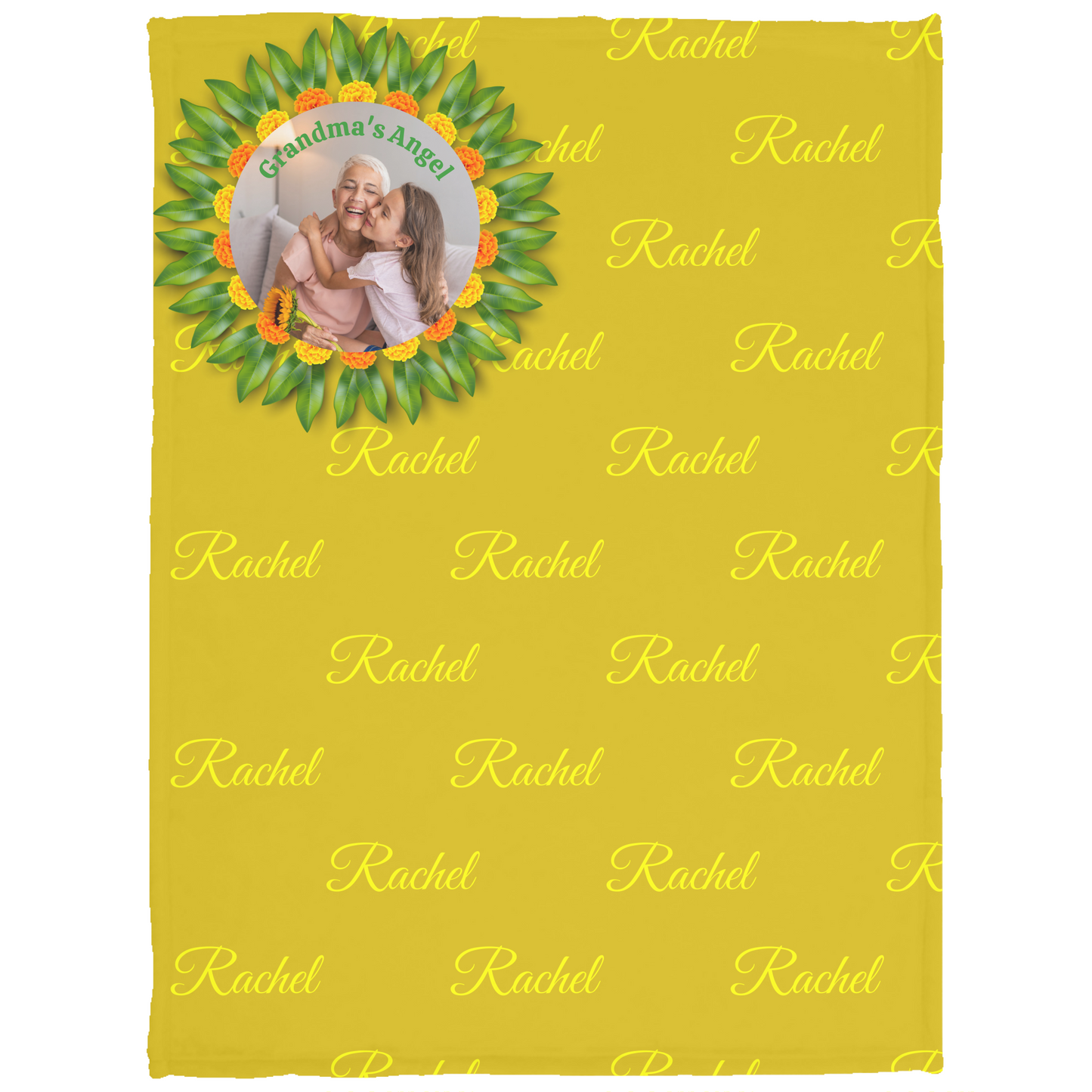 Grandparent Flower Name Blanket - Personalized Cozy Plush Fleece Blanket - 30x40