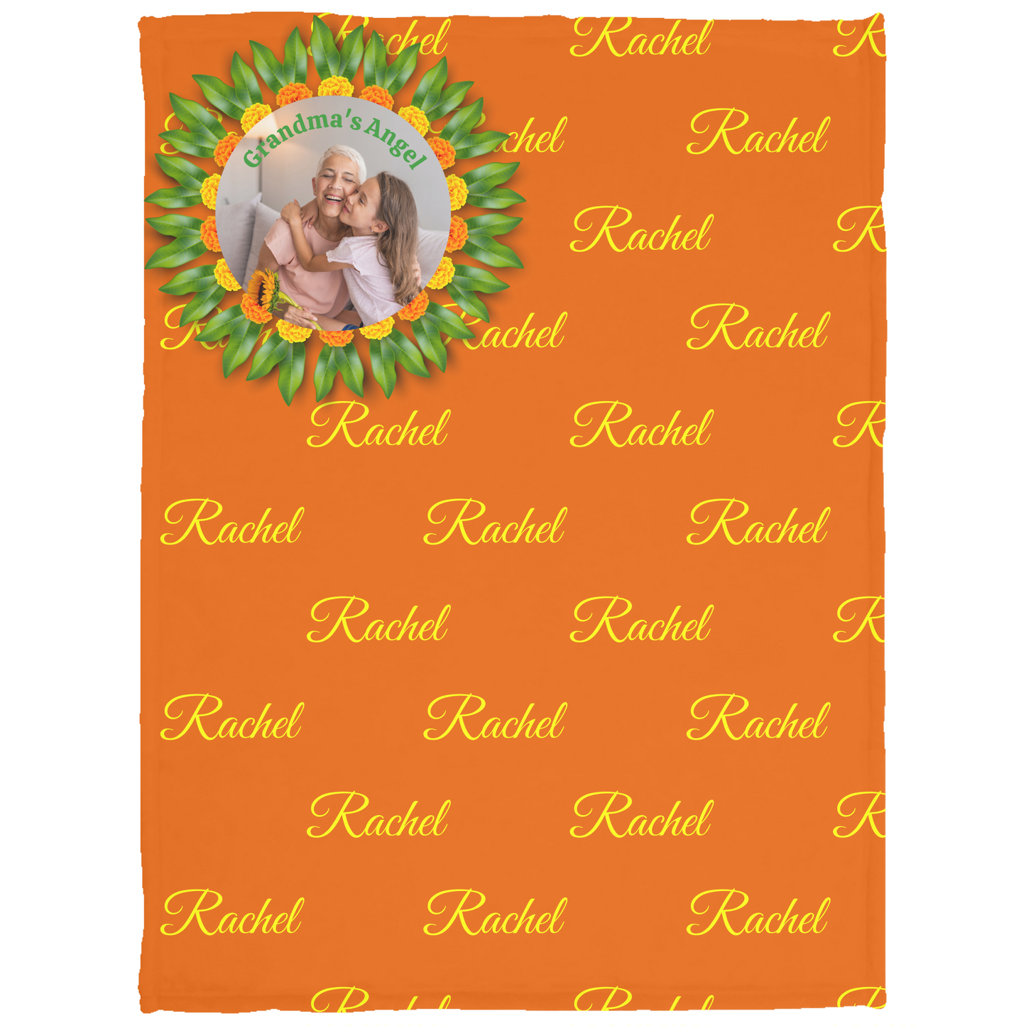 Grandparent Flower Name Blanket - Personalized Cozy Plush Fleece Blanket - 30x40
