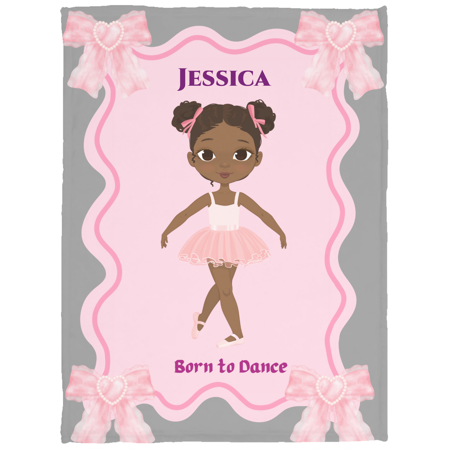 Black Baby Girl Name Blanket, Plush Soft Fleece Kids Blanket