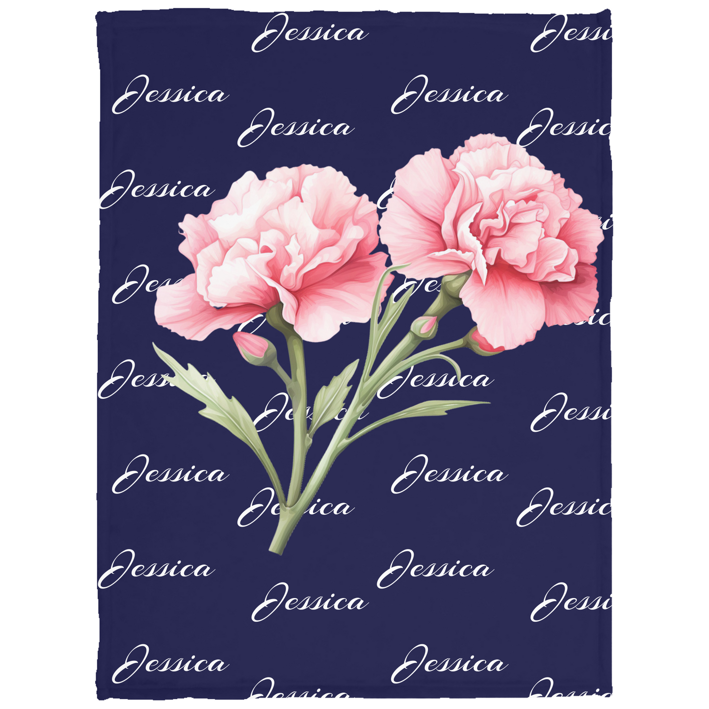 Birth Flower first name blanket - Personalized VPS Cozy Plush Fleece Blanket - 30x40
