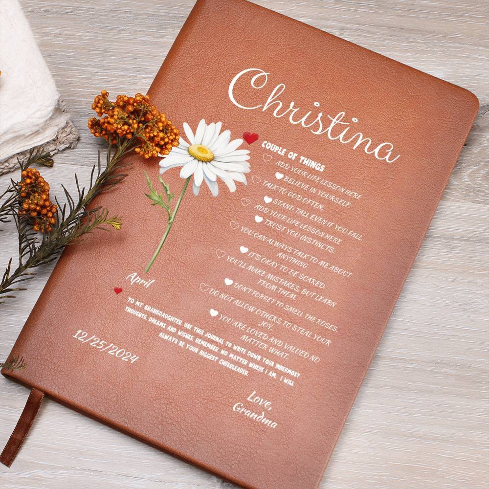 The Granddaughter Birth Flower/ Life lesson Journal - Personalized 10% Off Free Shipping