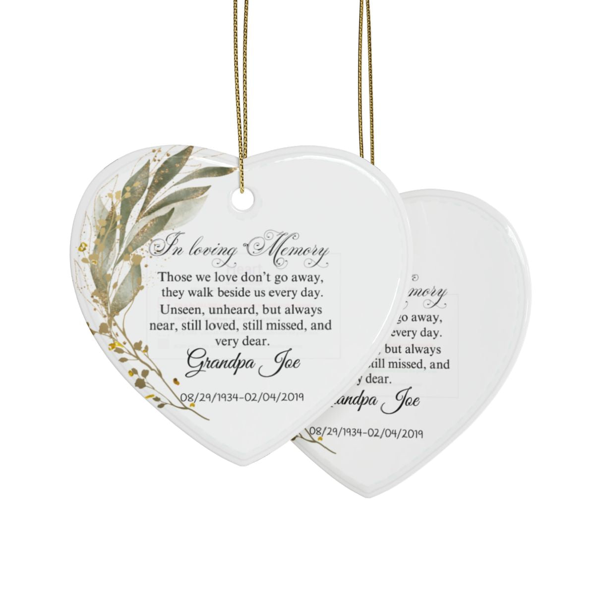 Heart Ornament, Loving Memory Heart Ornament, Hanging Ornament