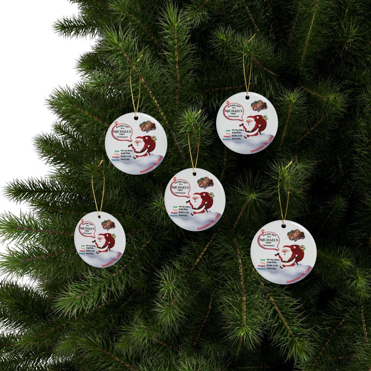 Hurry Santa- First Christmas (double sided ornament)