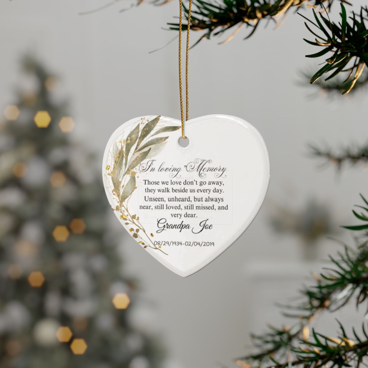 Heart Ornament, Loving Memory Heart Ornament, Hanging Ornament