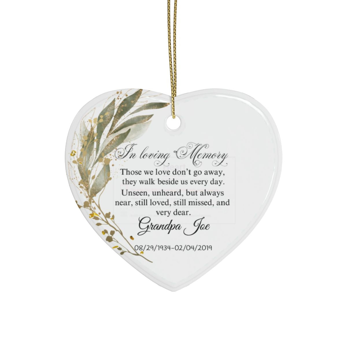 Heart Ornament, Loving Memory Heart Ornament, Hanging Ornament