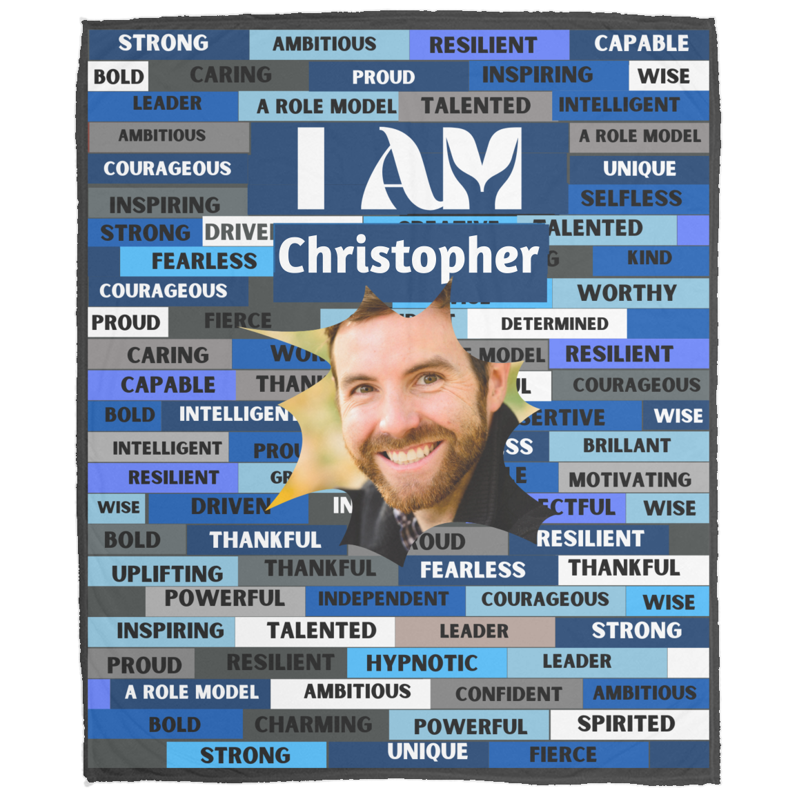 Personalized Courage Blanket, ‘I AM’ Comfy Motivational Blanket
