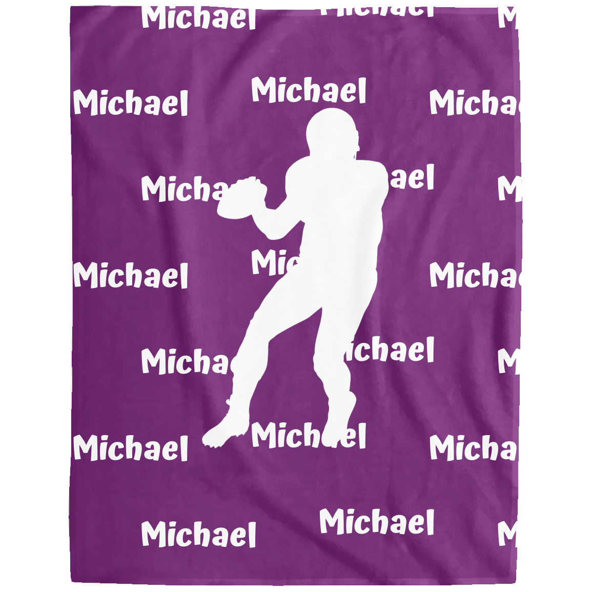 Football Blanket, Personalized Custom Name Plush Fleece Blanket,