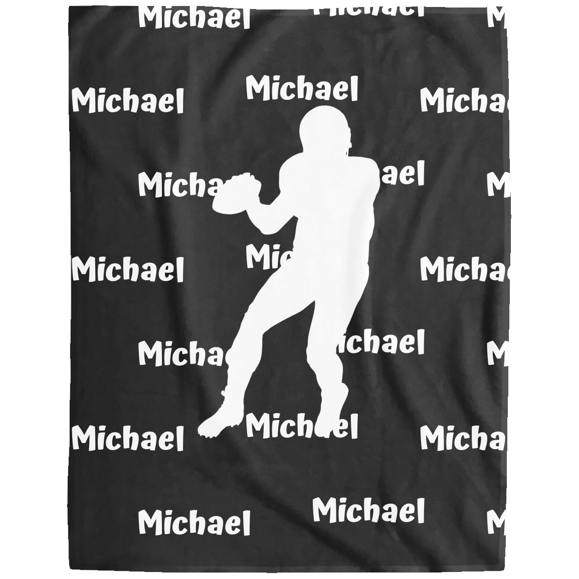 Football Blanket, Personalized Custom Name Plush Fleece Blanket,
