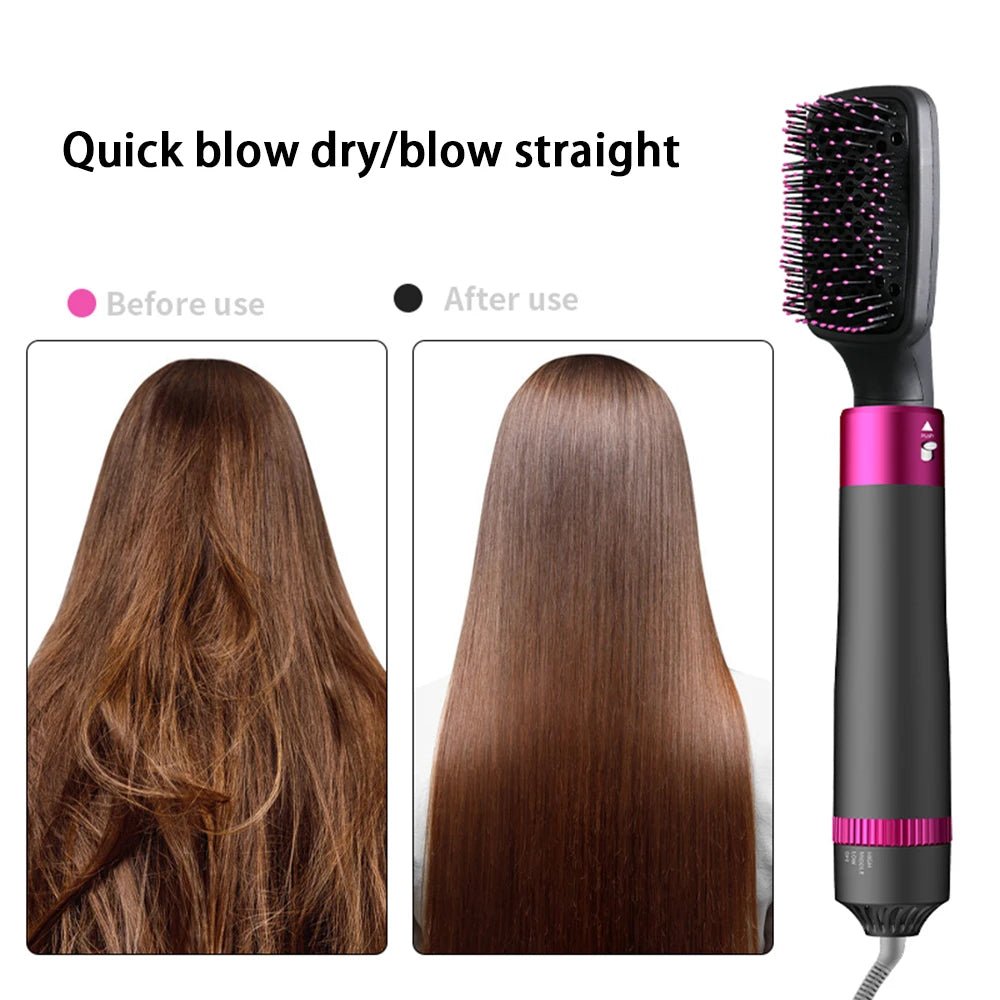 HOMEFISH 5 in 1 Hair Dryer Brush Hot Air Brush & Volumizer Styler Set with Interchangeable Brush Head Negative Ionic Blow Dryer - BeeBeeBuys