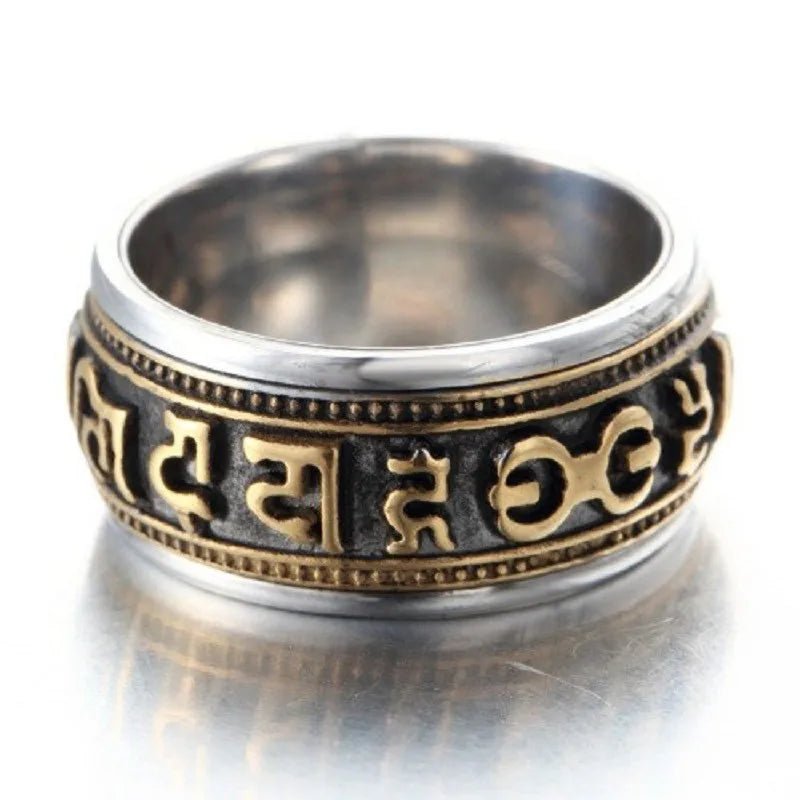 Mantra rotatable ring men titanium steel tide - BeeBeeBuys