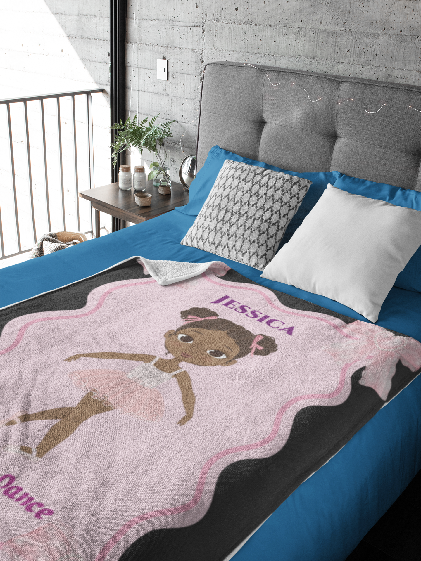 Black Baby Girl Name Blanket, Plush Soft Fleece Kids Blanket