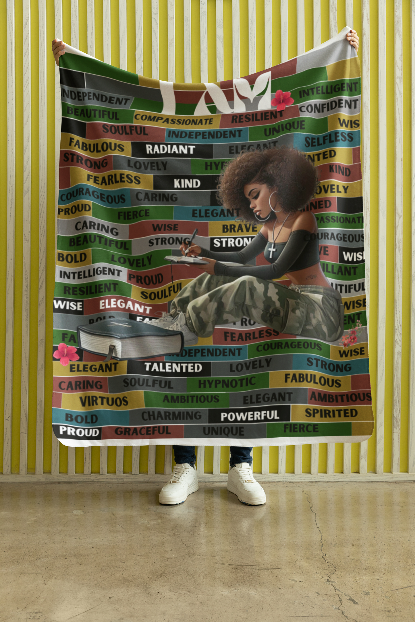 I AM Comfy Motivational Blanket, Soft Fleece Yoga Blanket