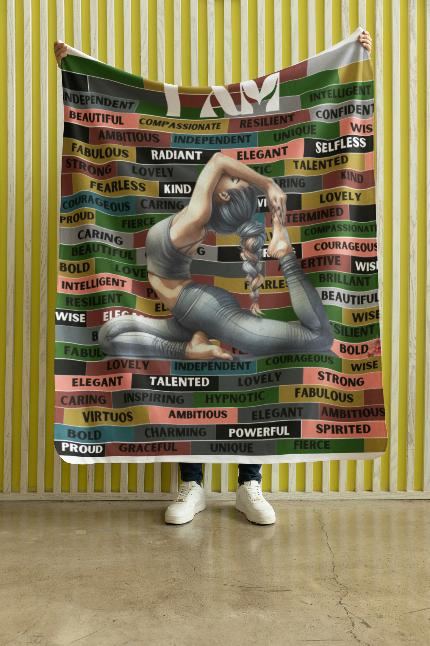 I AM Comfy Motivational Blanket, Soft Fleece Yoga Blanket