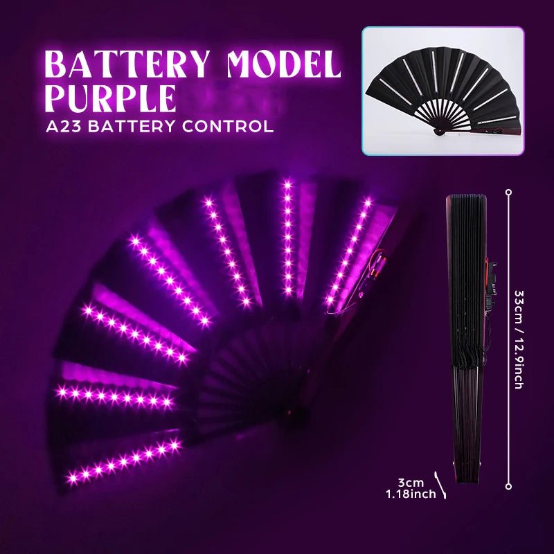 Rechargeable RGB Glow Folding Fan - remote control - BeeBeeBuys