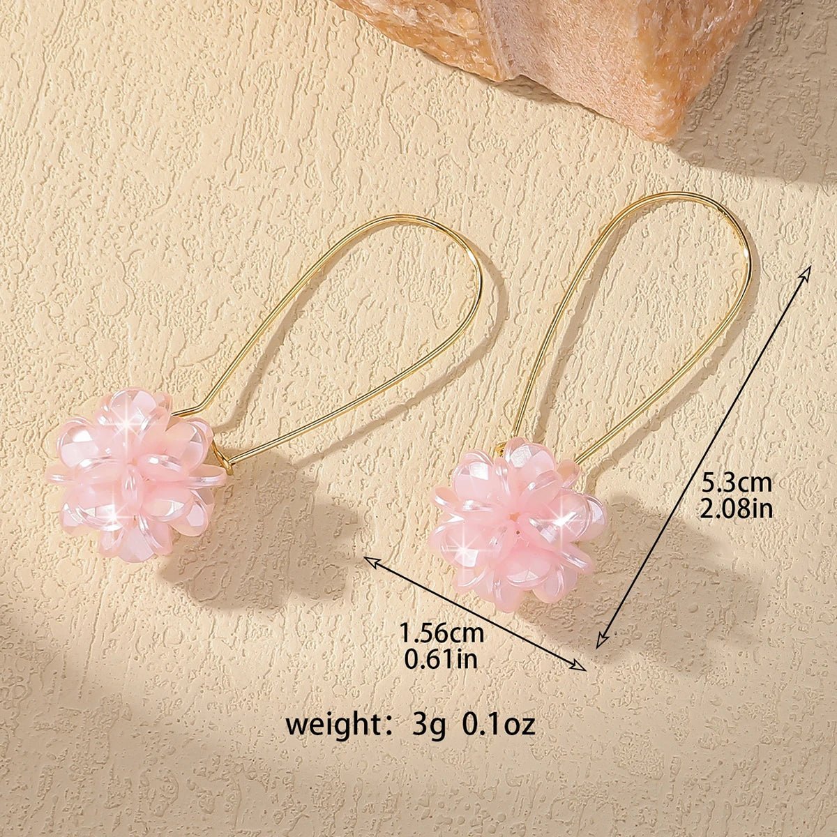 Shell Dangle Earrings White Crystal Zirconia Flower - BeeBeeBuys