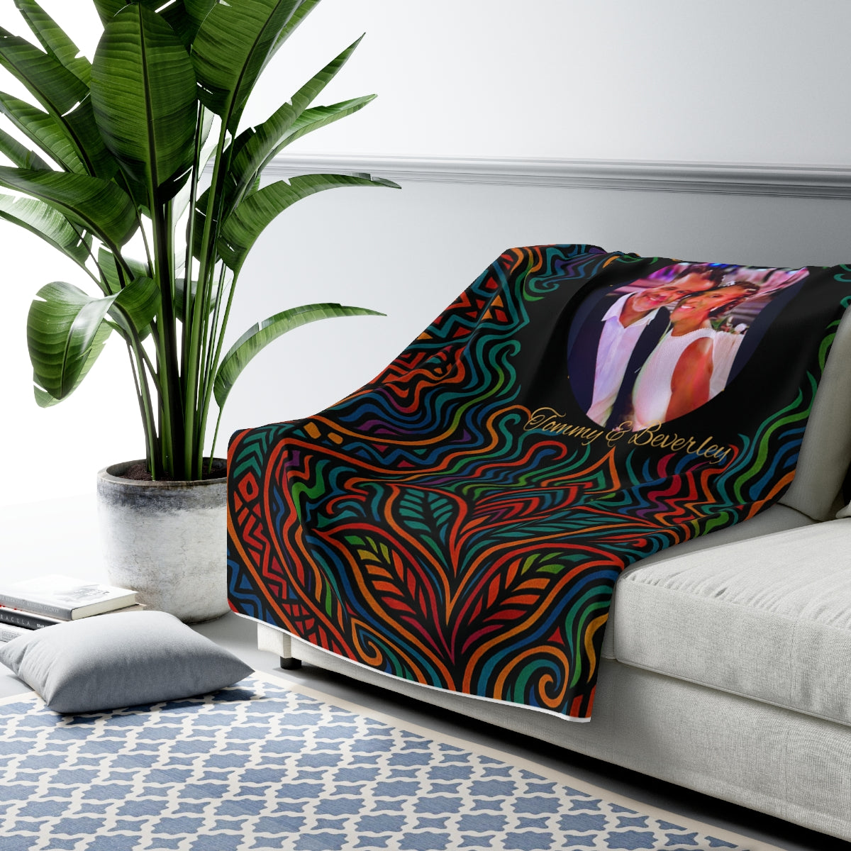 African Print Sherpa Fleece Blanket - Personalized