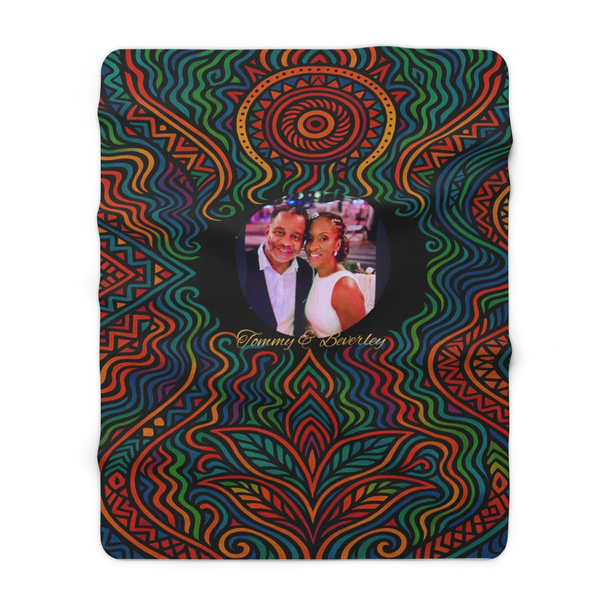 African Print Sherpa Fleece Blanket - Personalized
