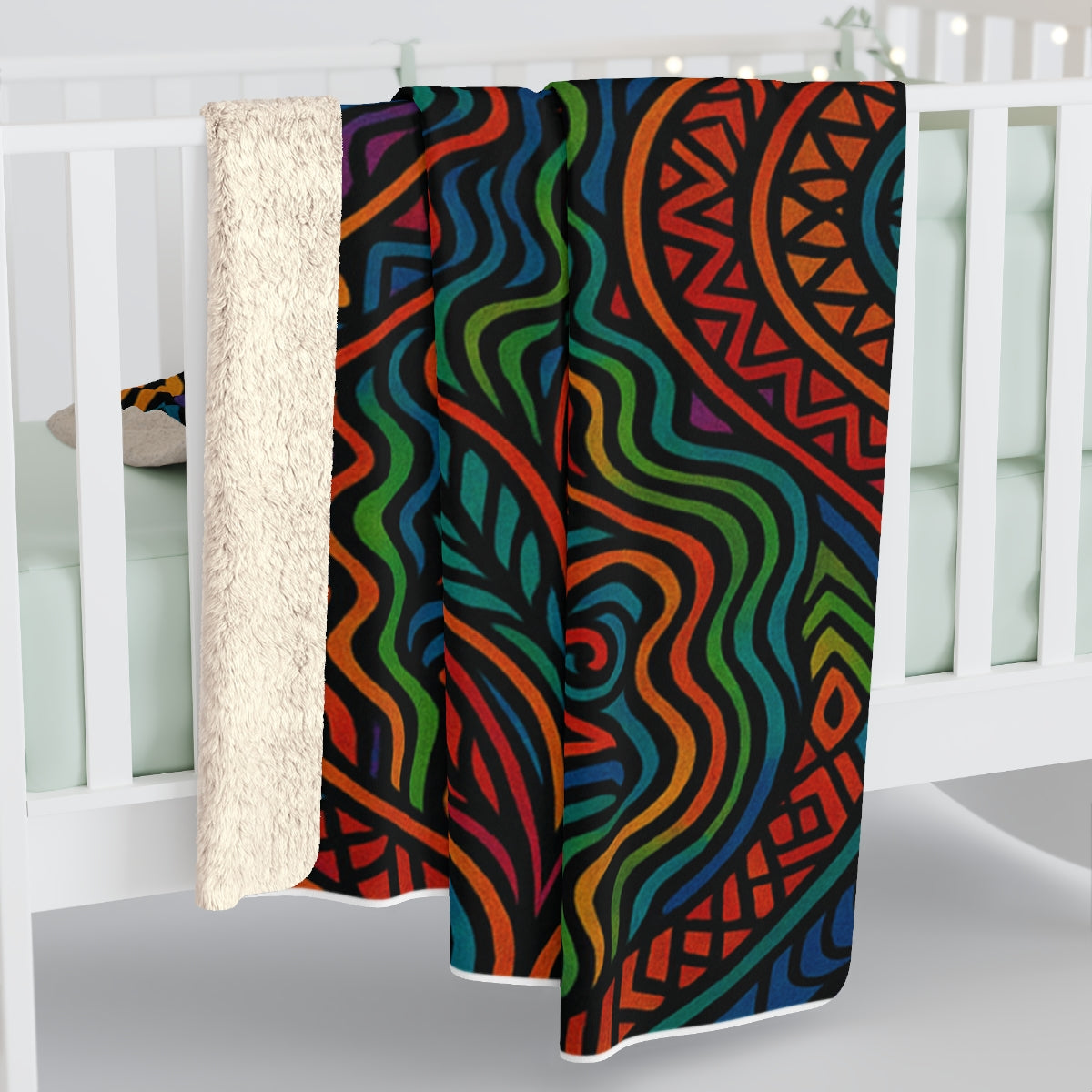 African Print Sherpa Fleece Blanket - Personalized