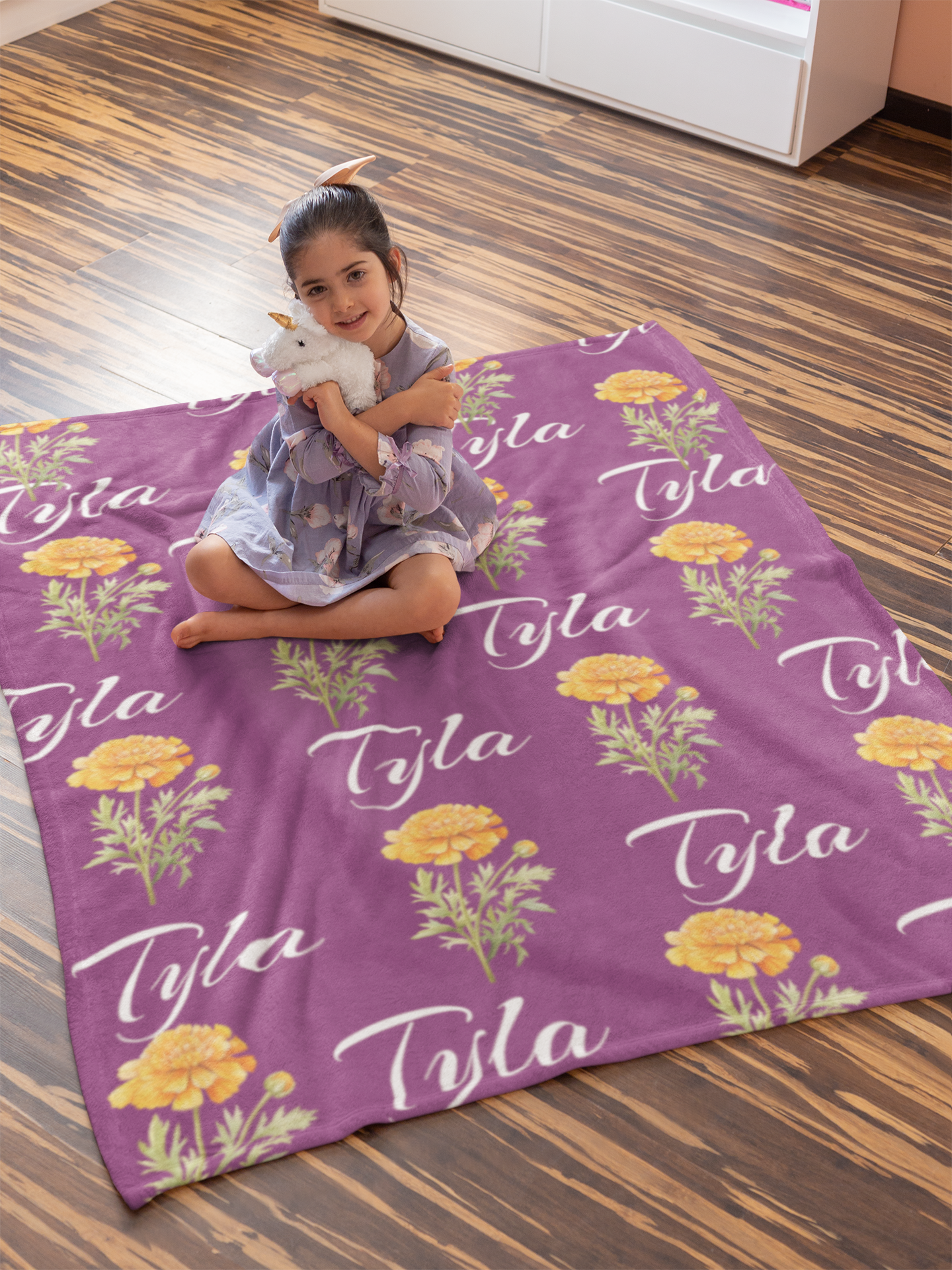 Personalized Birth flower /Name Blanket - VPL Cozy Plush Fleece Blanket 10 %