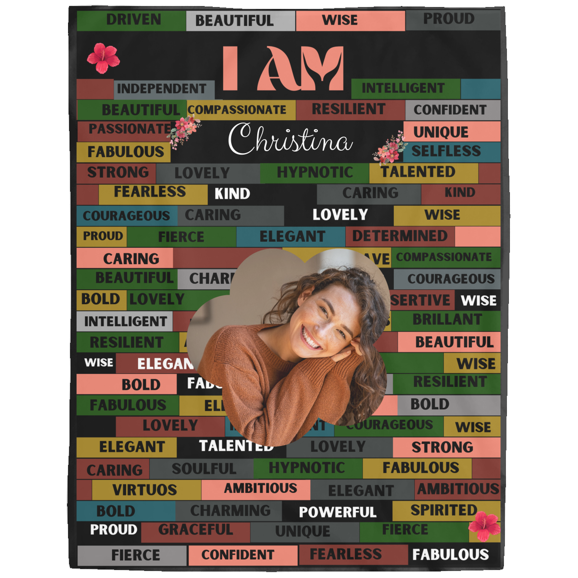 Personalized Inspirational Blanket, 'I am' Fleece Christian Blanket