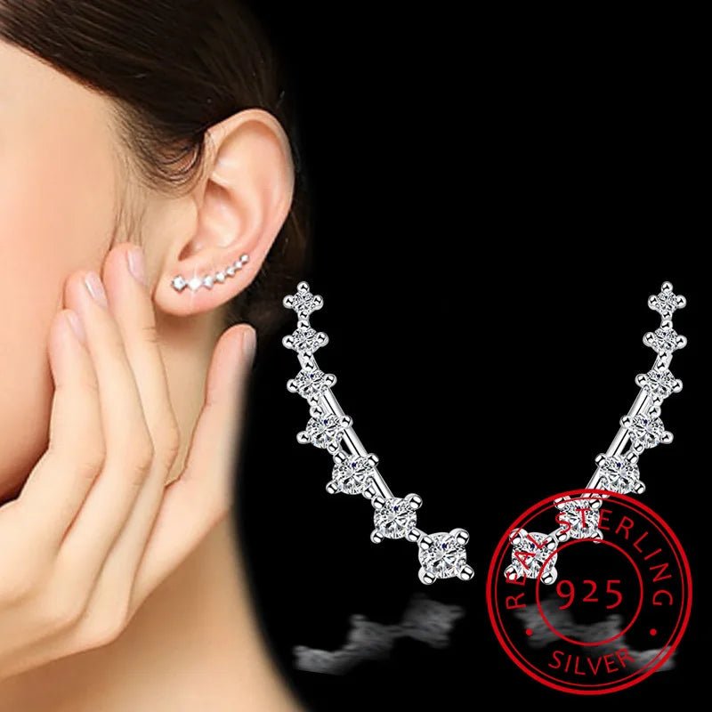 100% Genuine Real Pure Solid 925 Sterling Silver Ear Cuff Cubic Zirconia - BOGO 🔥 - BeeBeeBuys