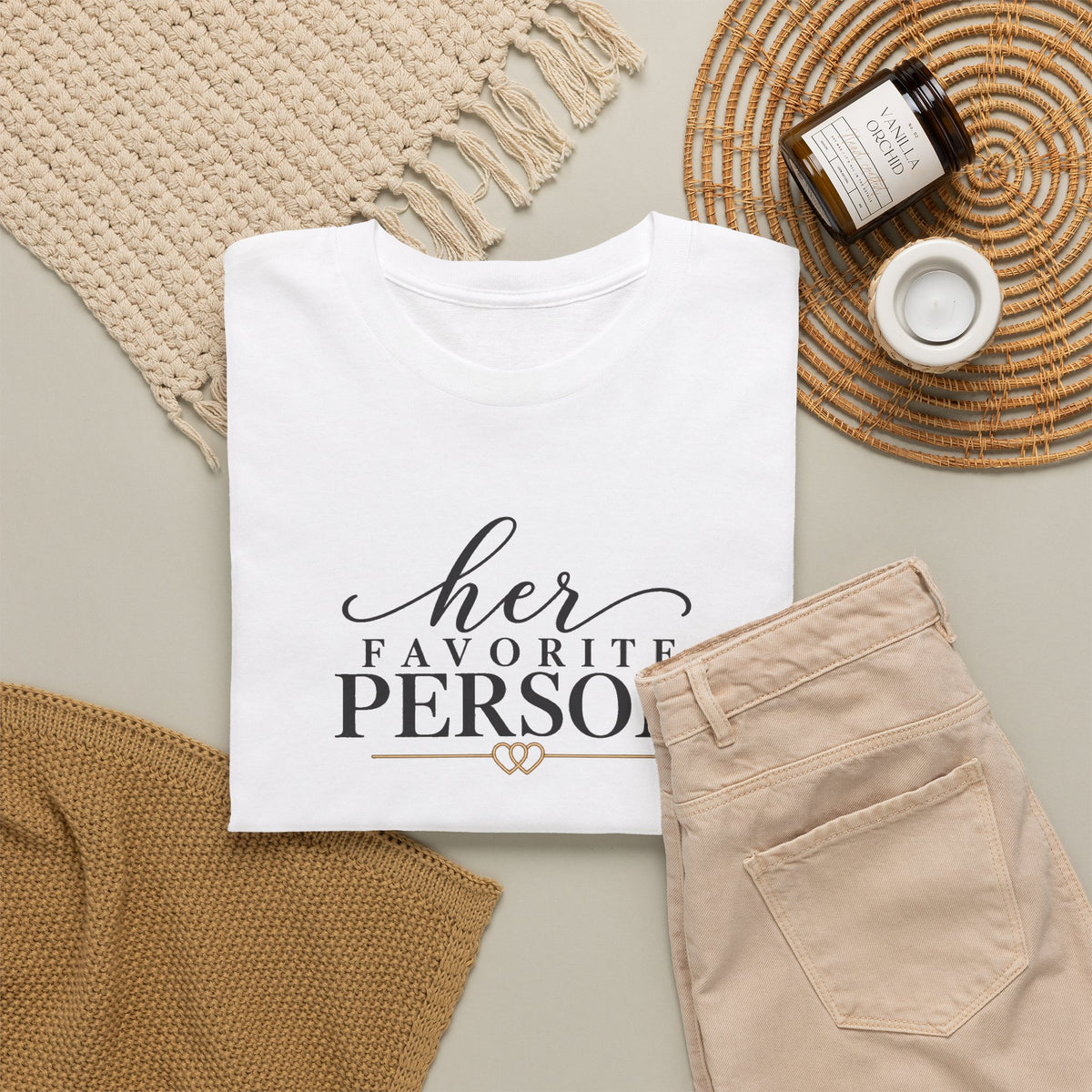 Copy of His Favorite Person T-Shirt-Personalize with Both names on sleeve