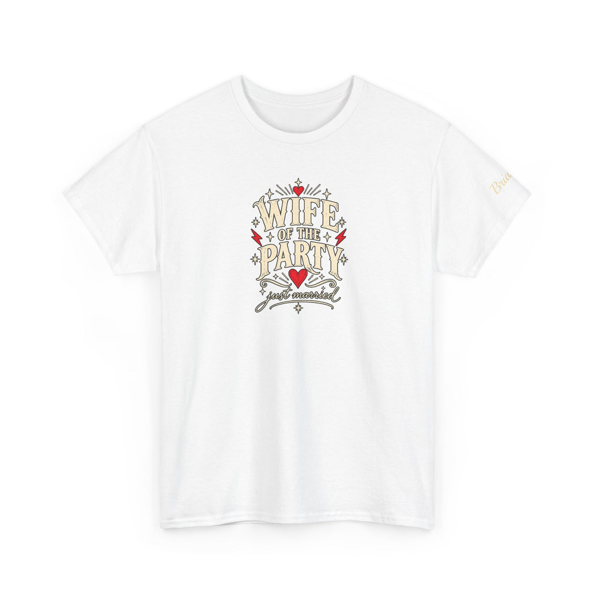 Personalized “Husband Hour” and “Wife of the Party” Wedding T-Shirts With Custom Sleeve Names