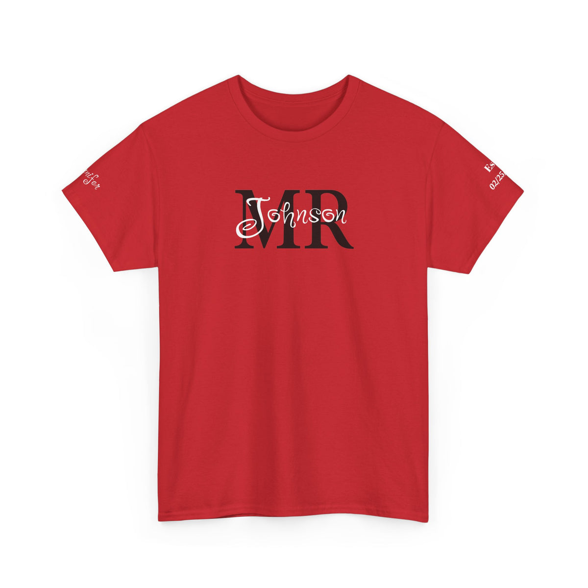 Personalized “MR” and “MRS” Wedding T-Shirts With Names and Established Date