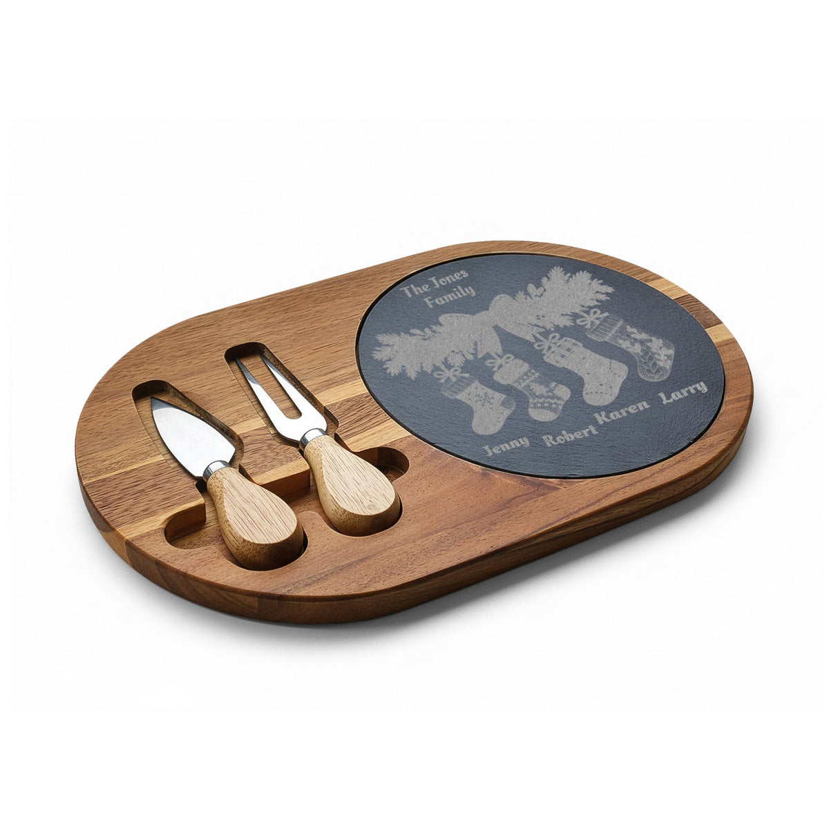 Personalized Family Christmas Charcuterie Board With Stocking Names