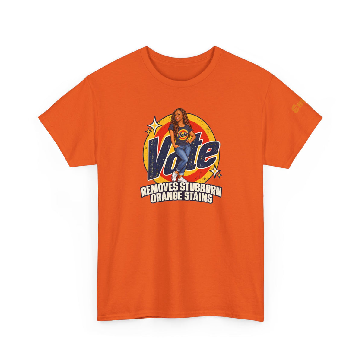 Personalized  (with Your likeness & Name) “Vote Removes Stubborn Orange Stains” Political Humor T-Shirt