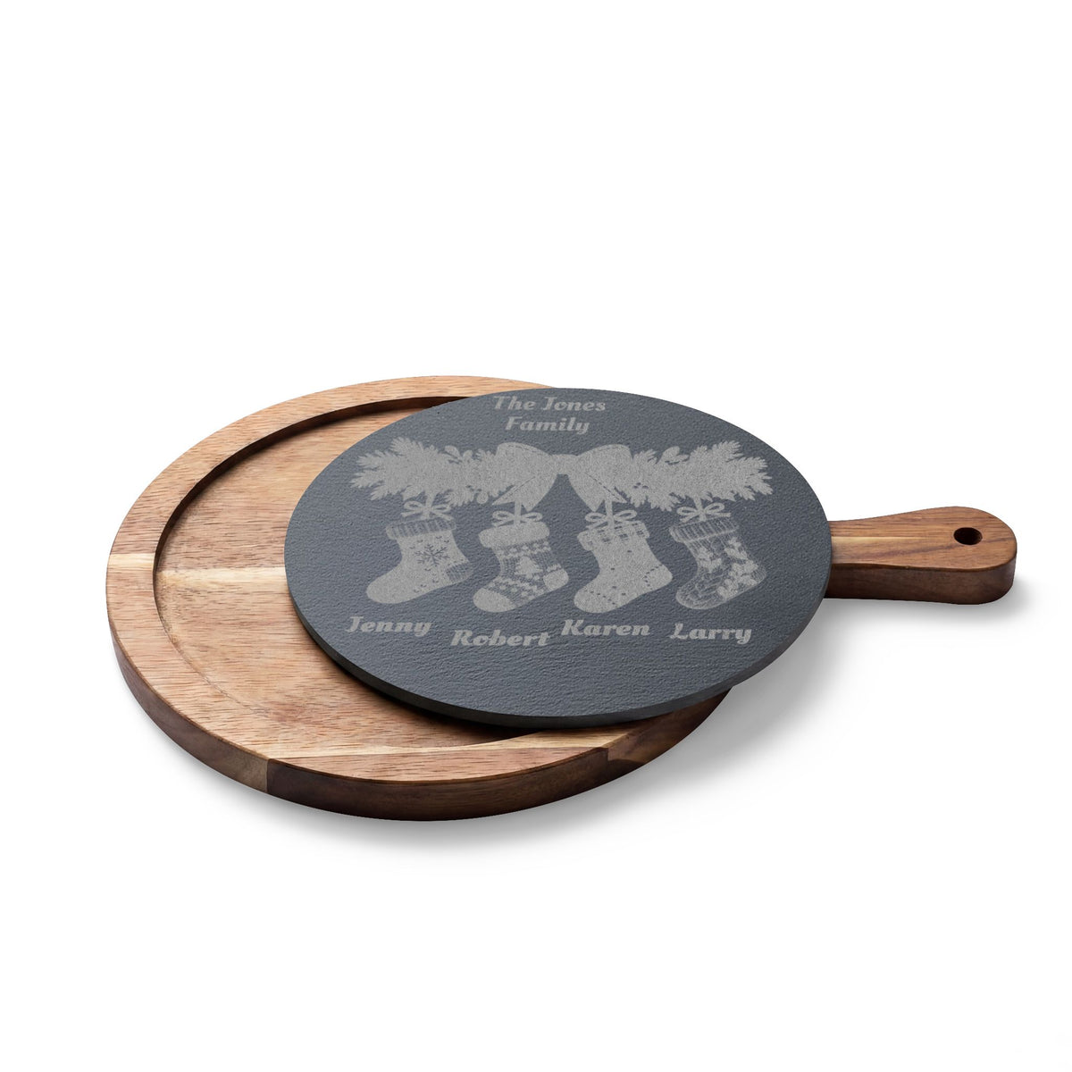 Personalized Family Christmas Charcuterie Board With Stocking Names