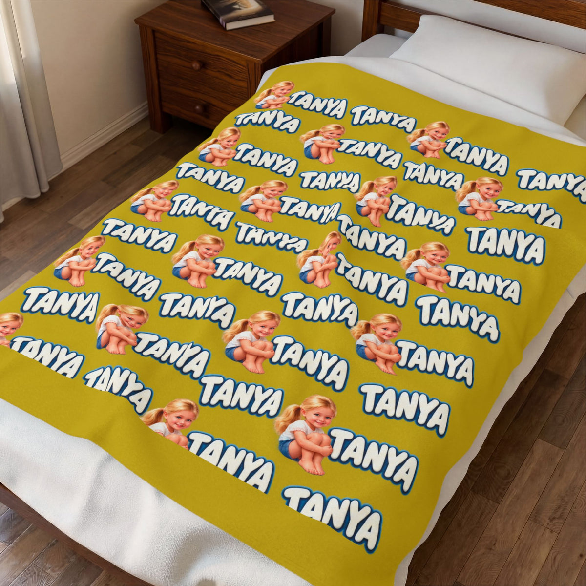 Copy of Personalized Velveteen Blanket – Retro Baby Pattern with name