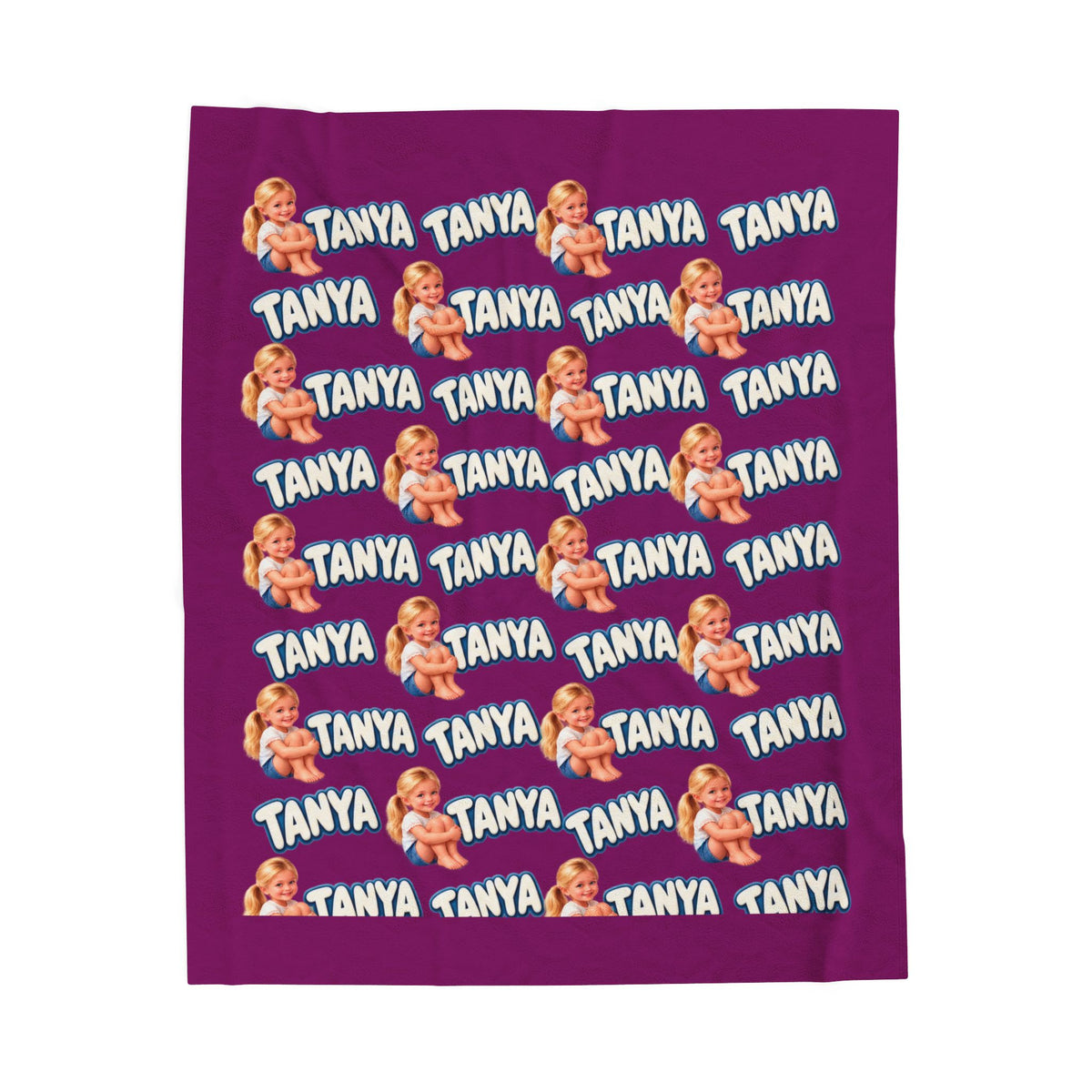 Copy of Personalized Velveteen Blanket – Retro Baby Pattern with name
